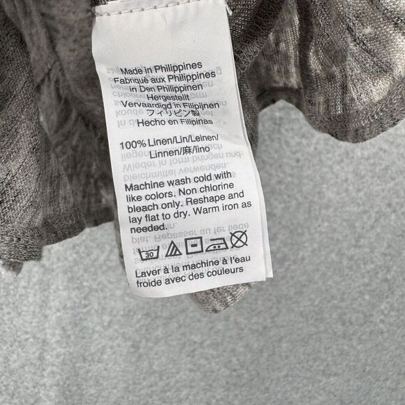 J Crew Top Tee Wmns XS Linen Short Sleeve Crew Neck T-Shirt Back Ruffle Gray - Picture 10 of 11